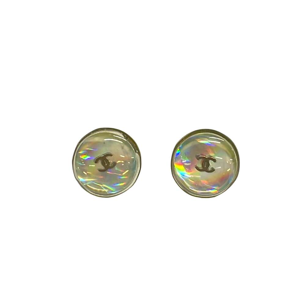 Chanel Coco Earrings Clear Silver Resin Hardware